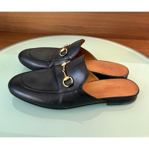 Gucci Princetown Leather Mules with Horsebit – Black – Size 37.5 - Picture 3 of 11